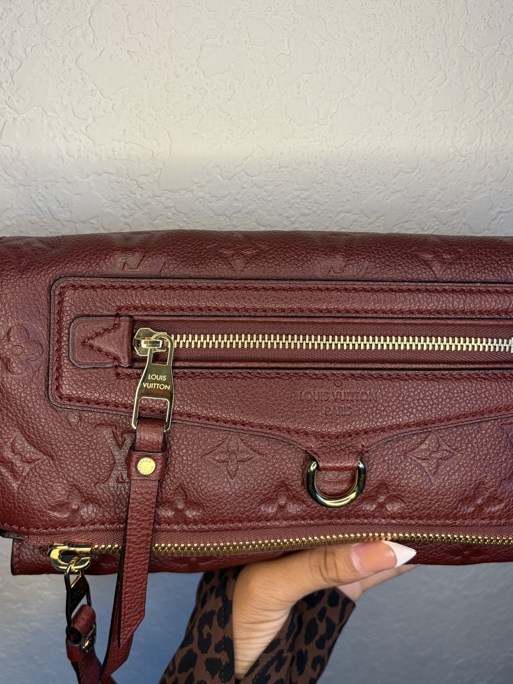 Authentic Louis Vuitton Burgundy Monogram Empreinte Leather Clutch
